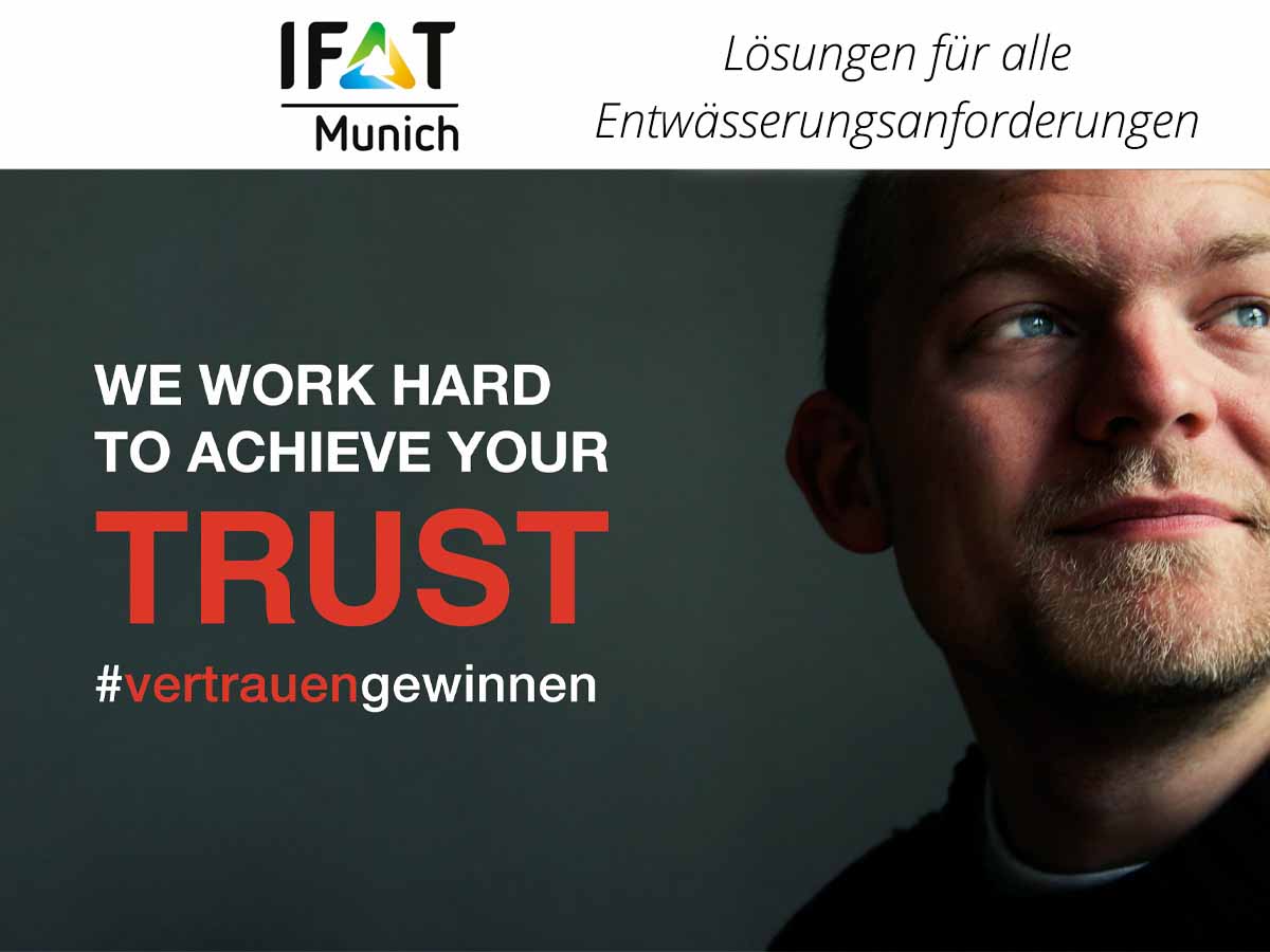 Präsentation unserer Entwässerungslösungen auf der IFAT Präsentation unserer Entwässerungslösungen auf der IFAT