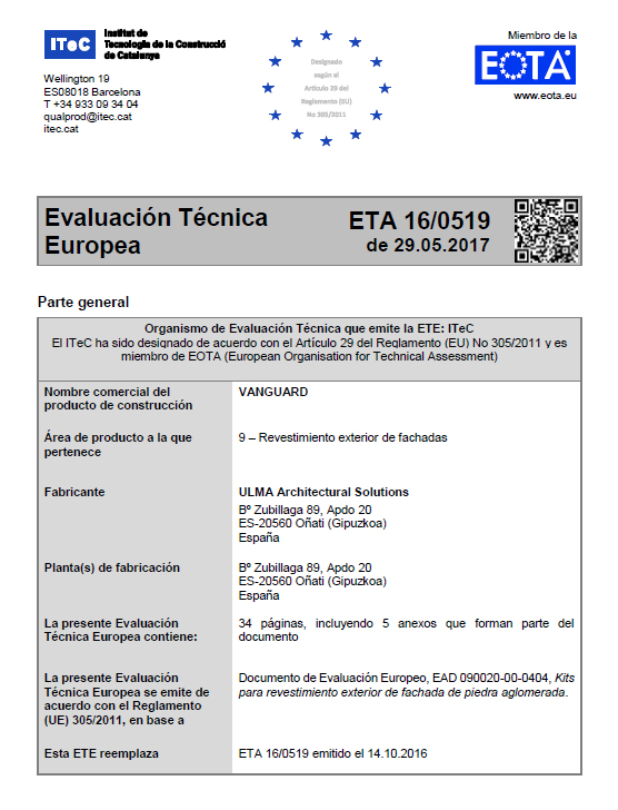 Europäische Technische Bewertung-ETA Europäische Technische Bewertung-ETA