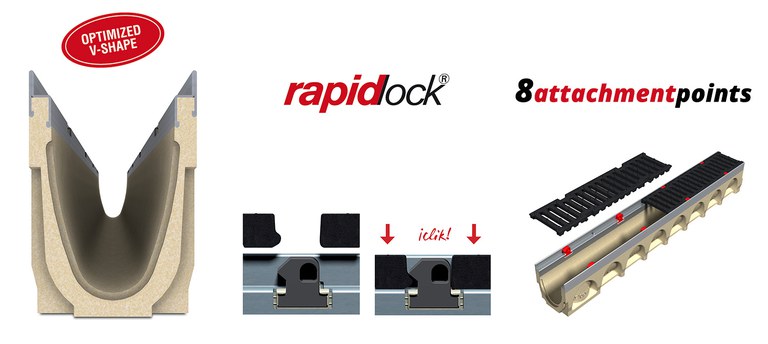Multi-V channel drain features
