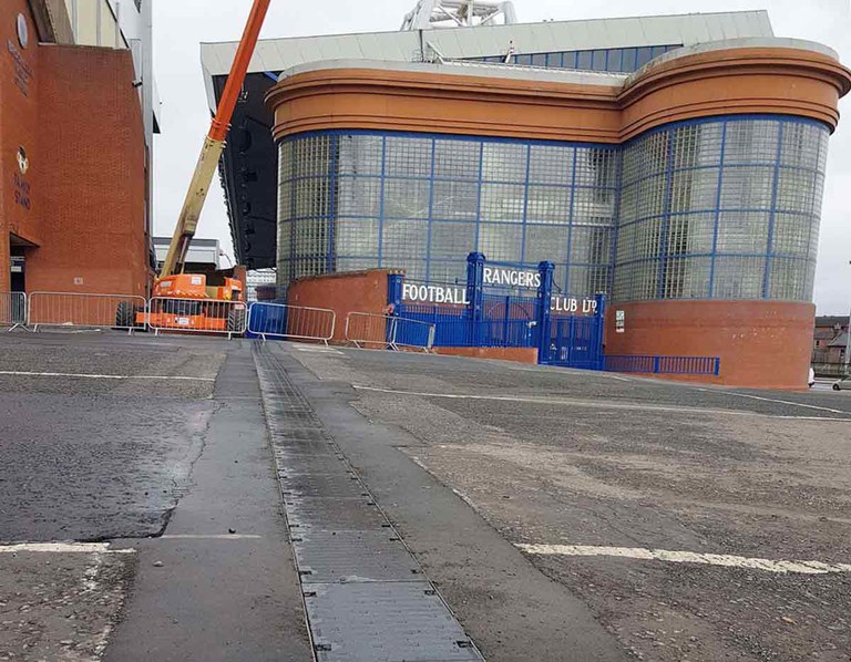 ULMA drainage channels in Ibrox Football Stadium, Glasgow, Scotland