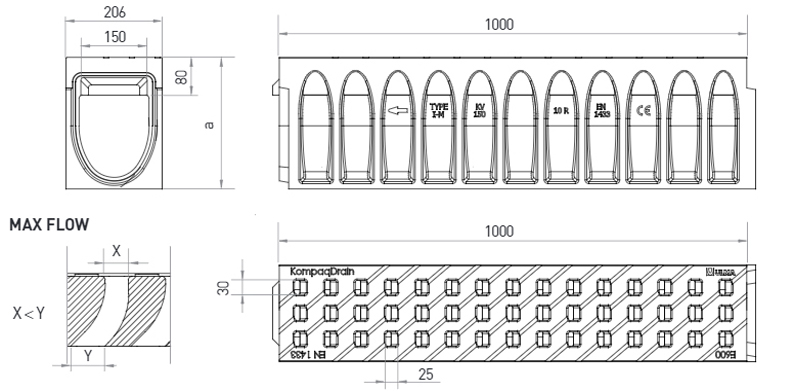KOMPAQ150 INDUSTRY - Trench drain for industrial areas