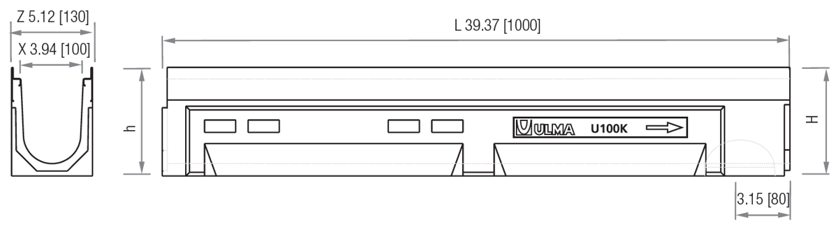 U100K - Low traffic trench drain URBAN