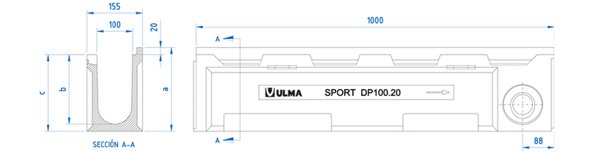DP100.20 - Trench drain for sport venues SPORT