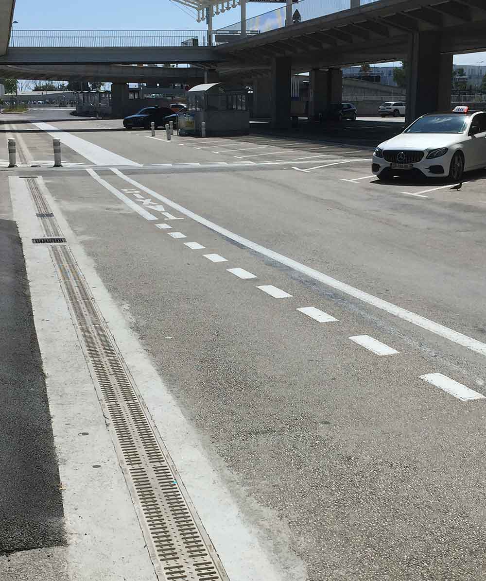 Photo #1 of project Nice Airport: ULMA's drain channels prove its efficiency in Storm Alex