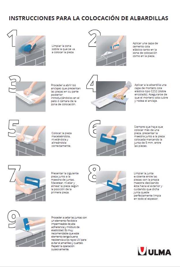 Copings - Installation instructions