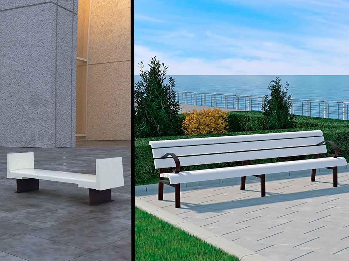 ¿Qué diferencia hay entre un banco urbano de exterior y de interior?
