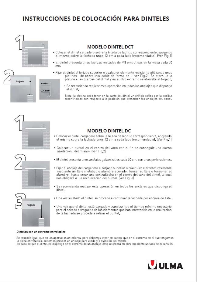 Dinteles- Instrucciones de Colocación Dinteles- Instrucciones de Colocación