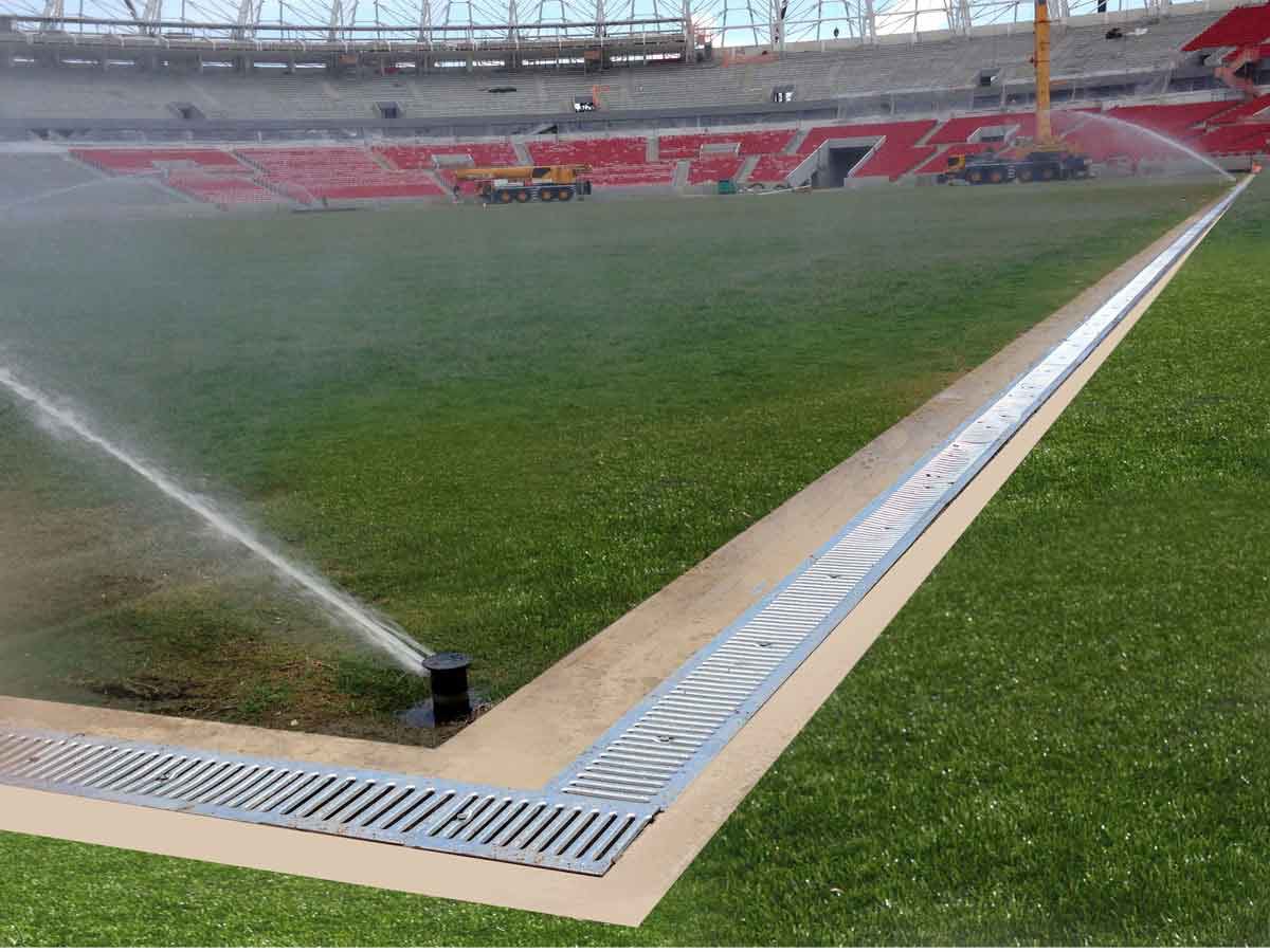 Canales de drenaje en el estadio BEIRA RÍO- BRASIL
