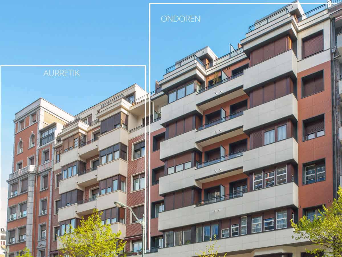 Adreiluzko fatxada birgaitu estetika aldatu gabe, ezaugarriak hobetuta