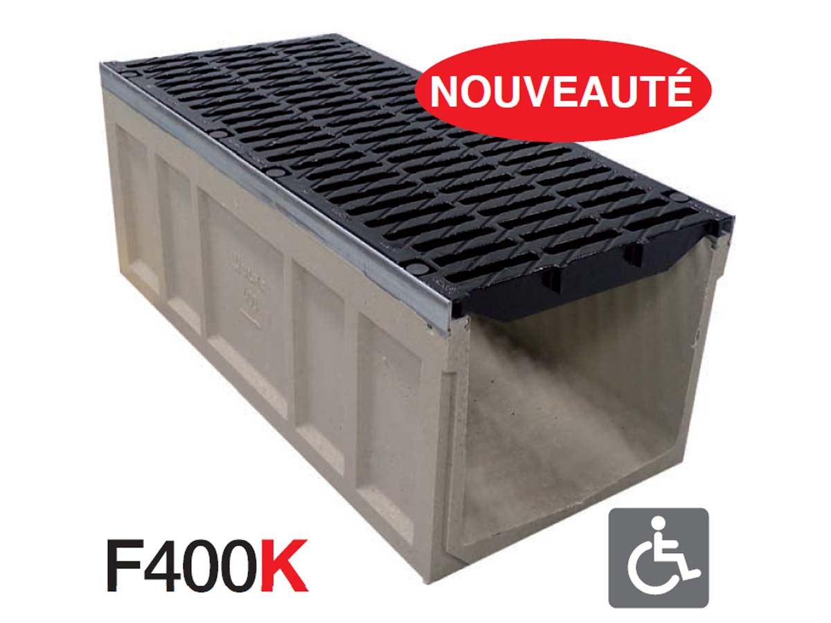 Nouveau caniveau largeur 400: section hydraulique maximale