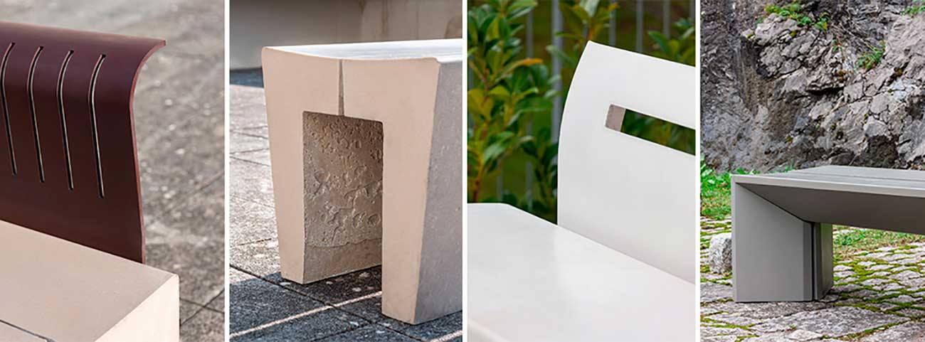 Varias piezas de mobiliario urbano ULMA Architectural