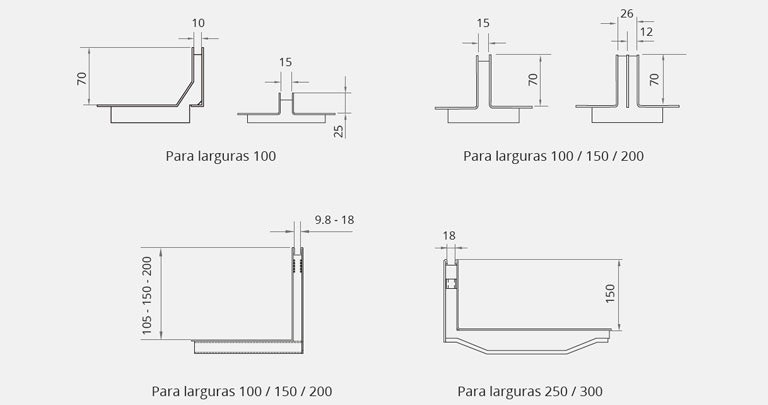 Dimensiones Grelha ranhurada